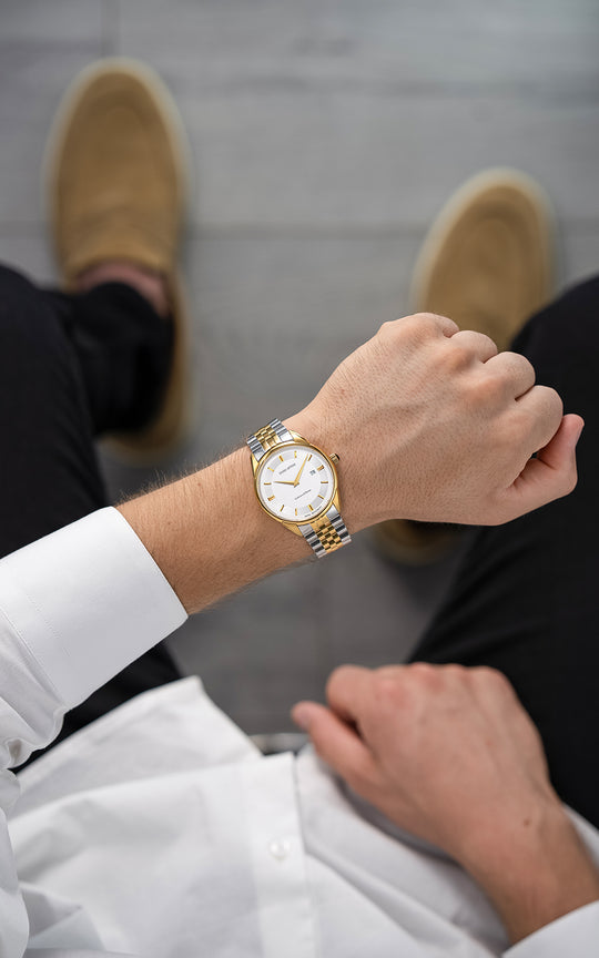 Colosseo di Roma / President Bracelet, Silver & Gold Color, Swiss Movement