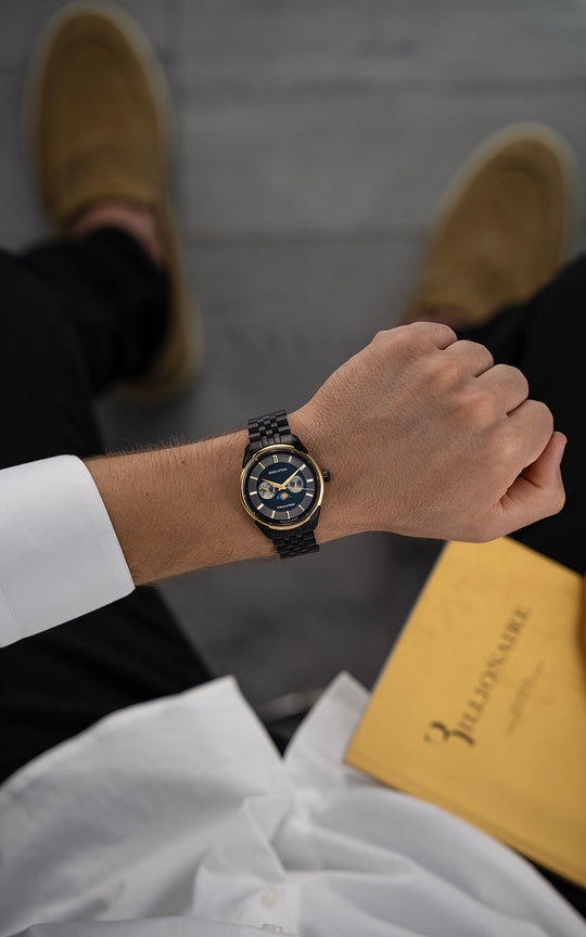 il Ponte di Rialto, Venezia / President Bracelet, Black Color, Swiss Movement