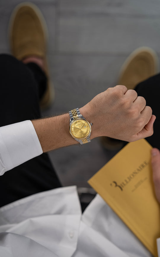 Palazzo Ducezio / President Bracelet, Silver & Gold Color, Swiss Movement