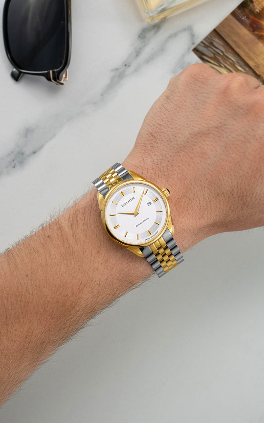 Colosseo di Roma / President Bracelet, Silver & Gold Color, Swiss Movement