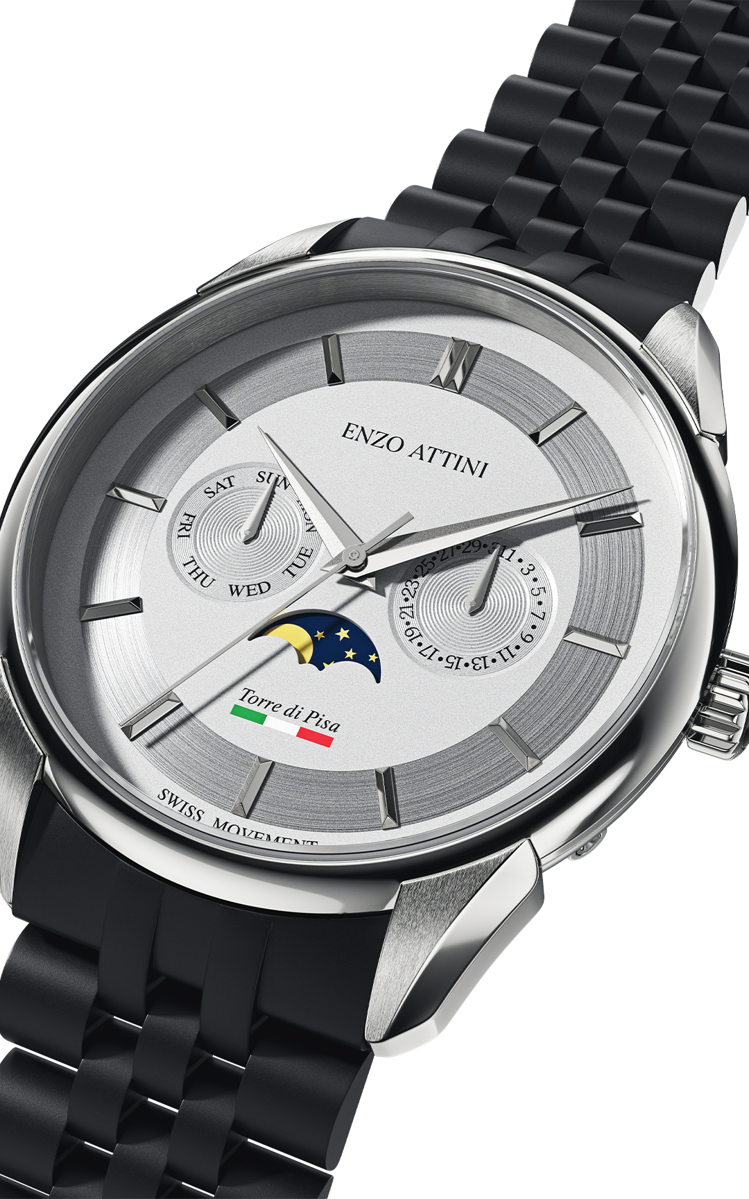 Torre di Pisa / President Bracelet, Black Color, Swiss Movement