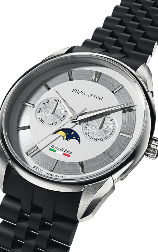 Torre di Pisa / President Bracelet, Black Color, Swiss Movement