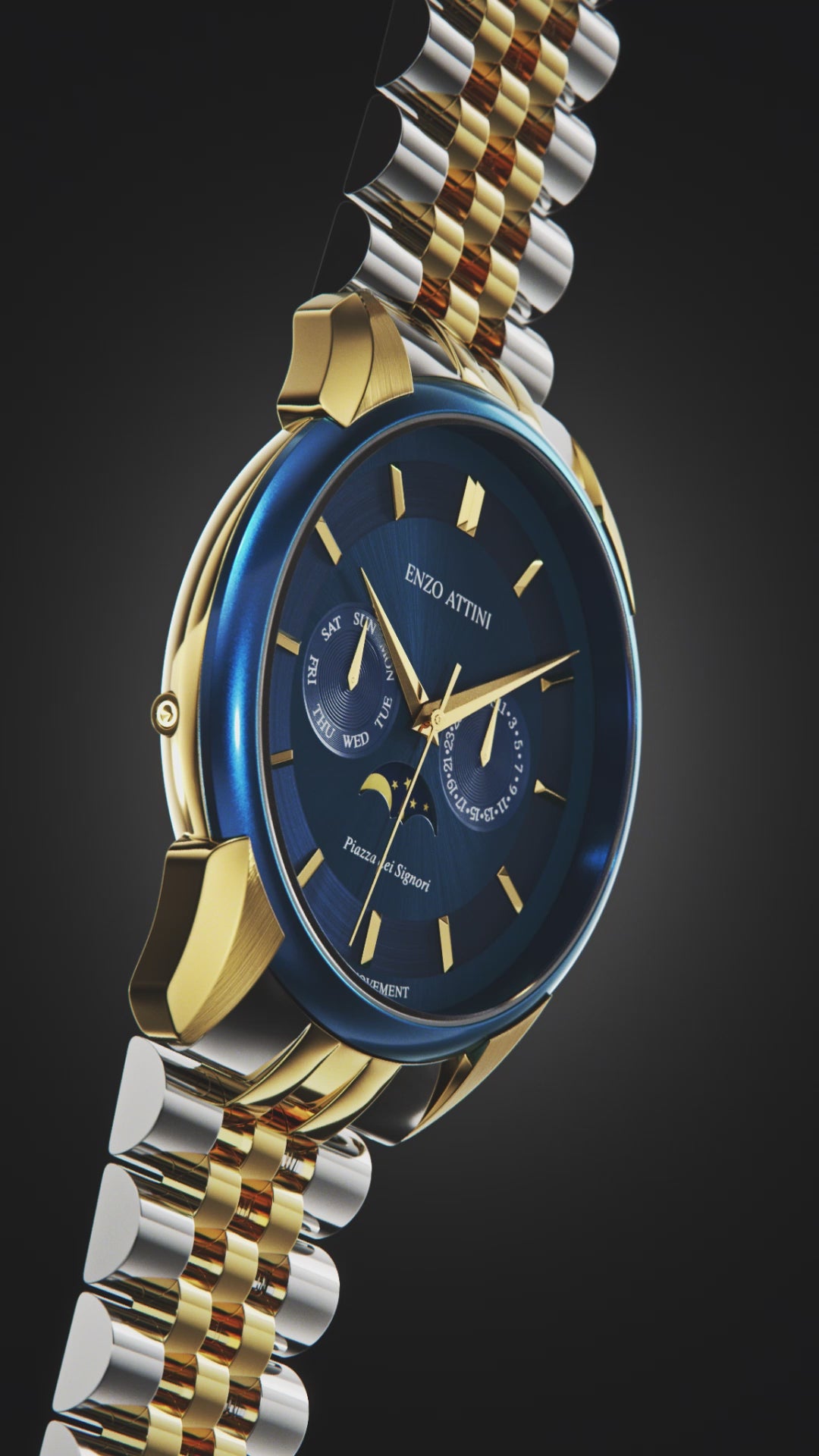 Piazza dei Signori / President Bracelet, Silver & Gold Color, Swiss Movement