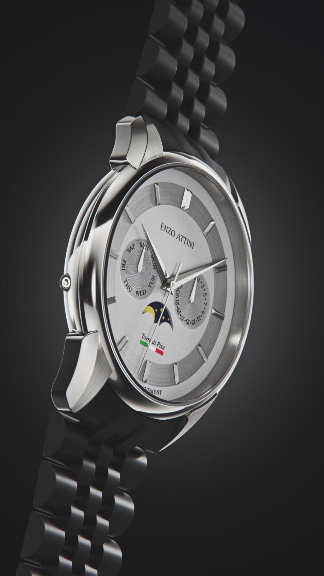 Torre di Pisa / President Bracelet, Black Color, Swiss Movement