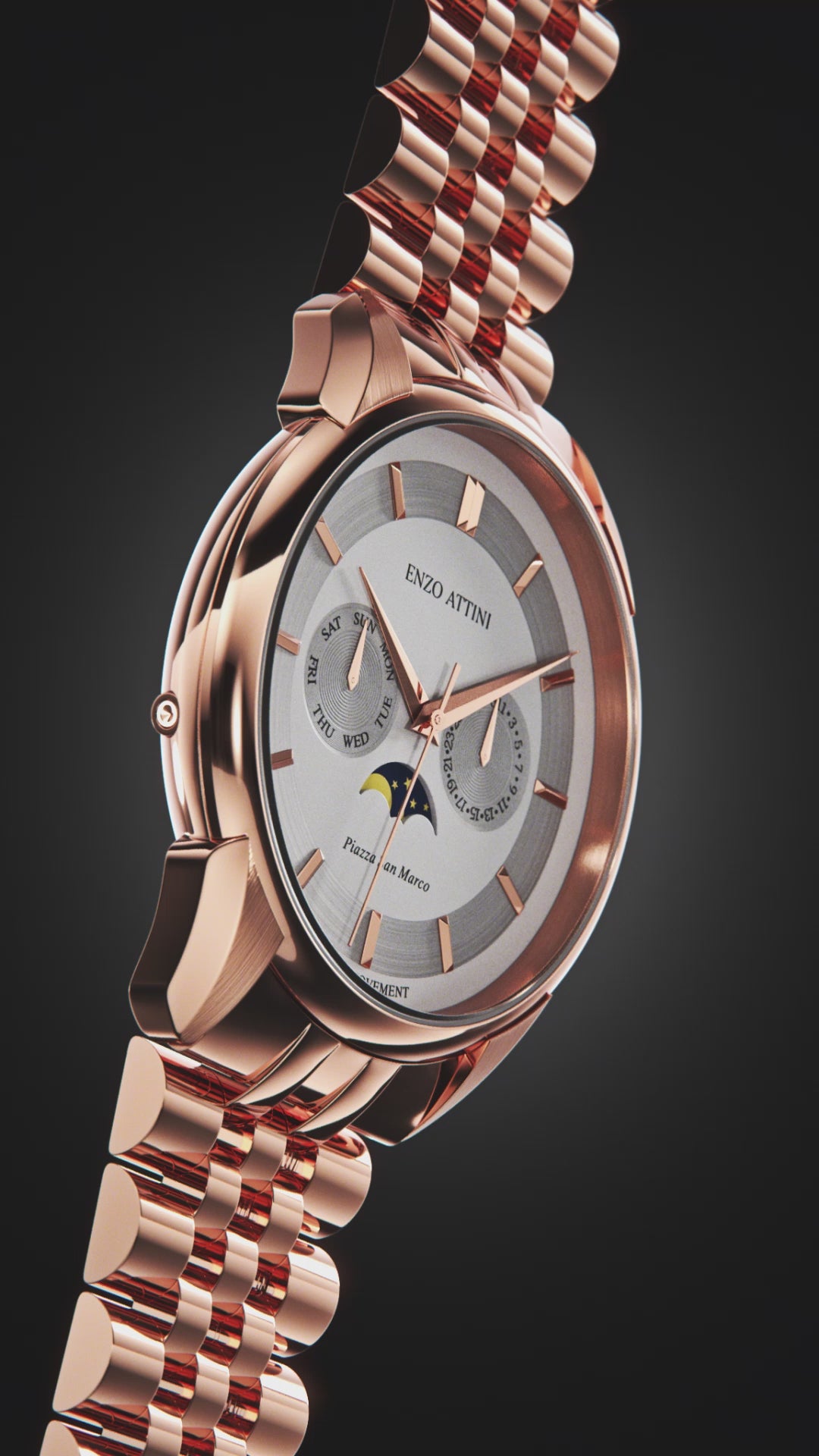 Piazza San Marco di Venezia / President Bracelet, Rose Gold Color, Swiss Movement