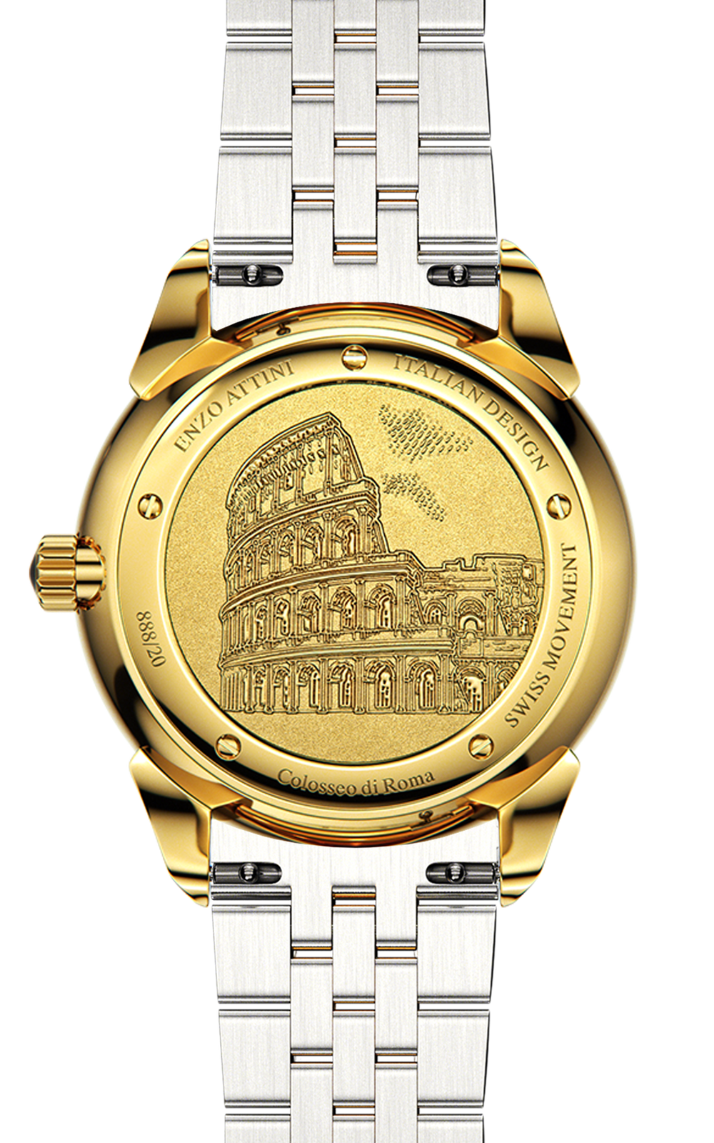 Colosseo di Roma / President Bracelet, Silver & Gold Color, Swiss Movement