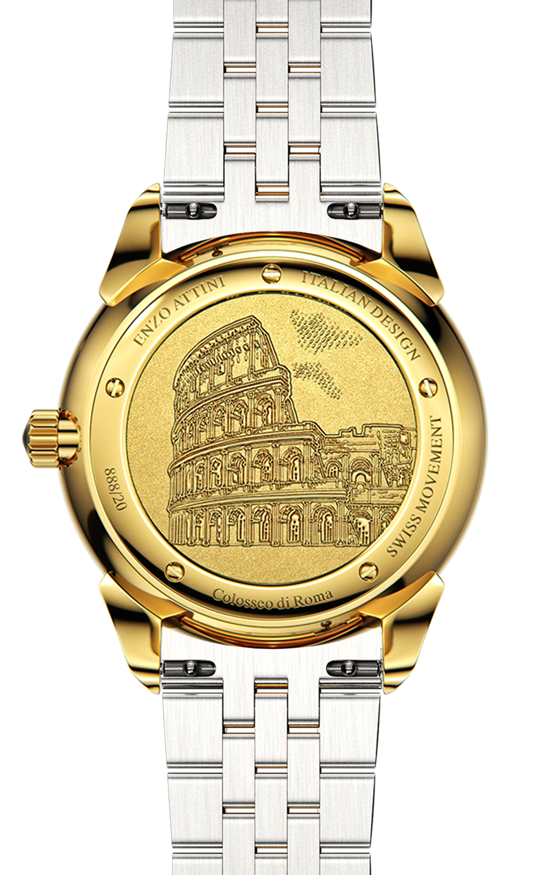 Colosseo di Roma / President Bracelet, Silver & Gold Color, Swiss Movement