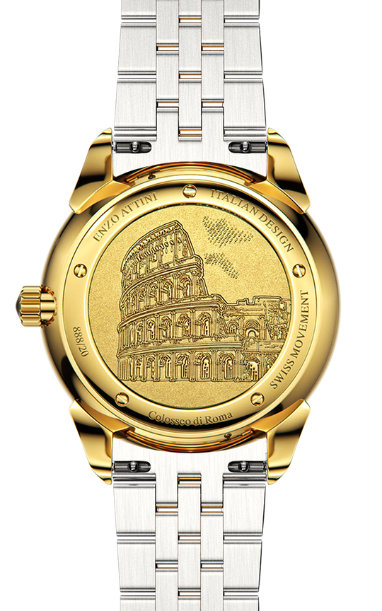 Colosseo di Roma / President Bracelet, Silver & Gold Color, Swiss Movement