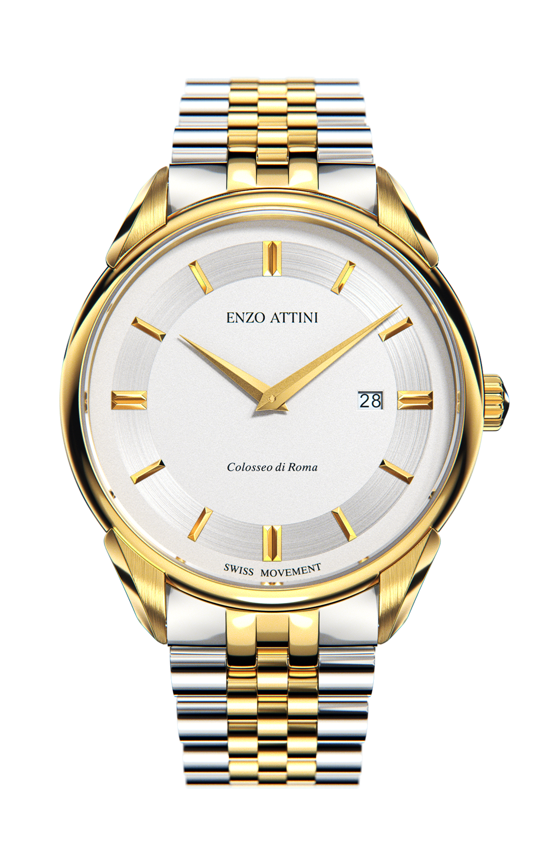 Colosseo di Roma / President Bracelet, Silver & Gold Color, Swiss Movement