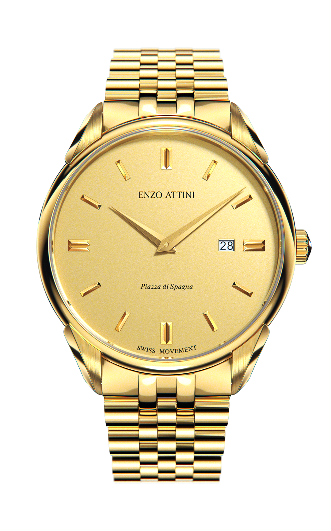 Piazza di Spagna, Roma / President Bracelet, Gold Color, Swiss Movement