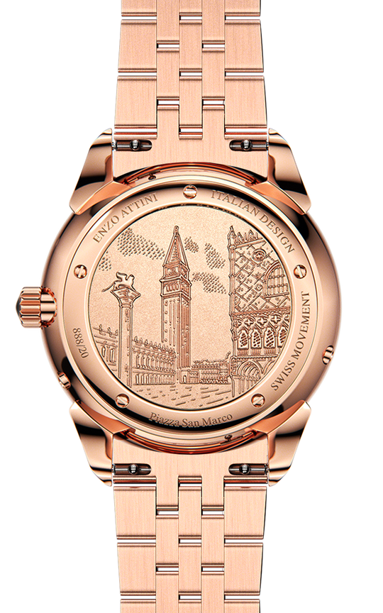 Piazza San Marco di Venezia / President Bracelet, Rose Gold Color, Swiss Movement