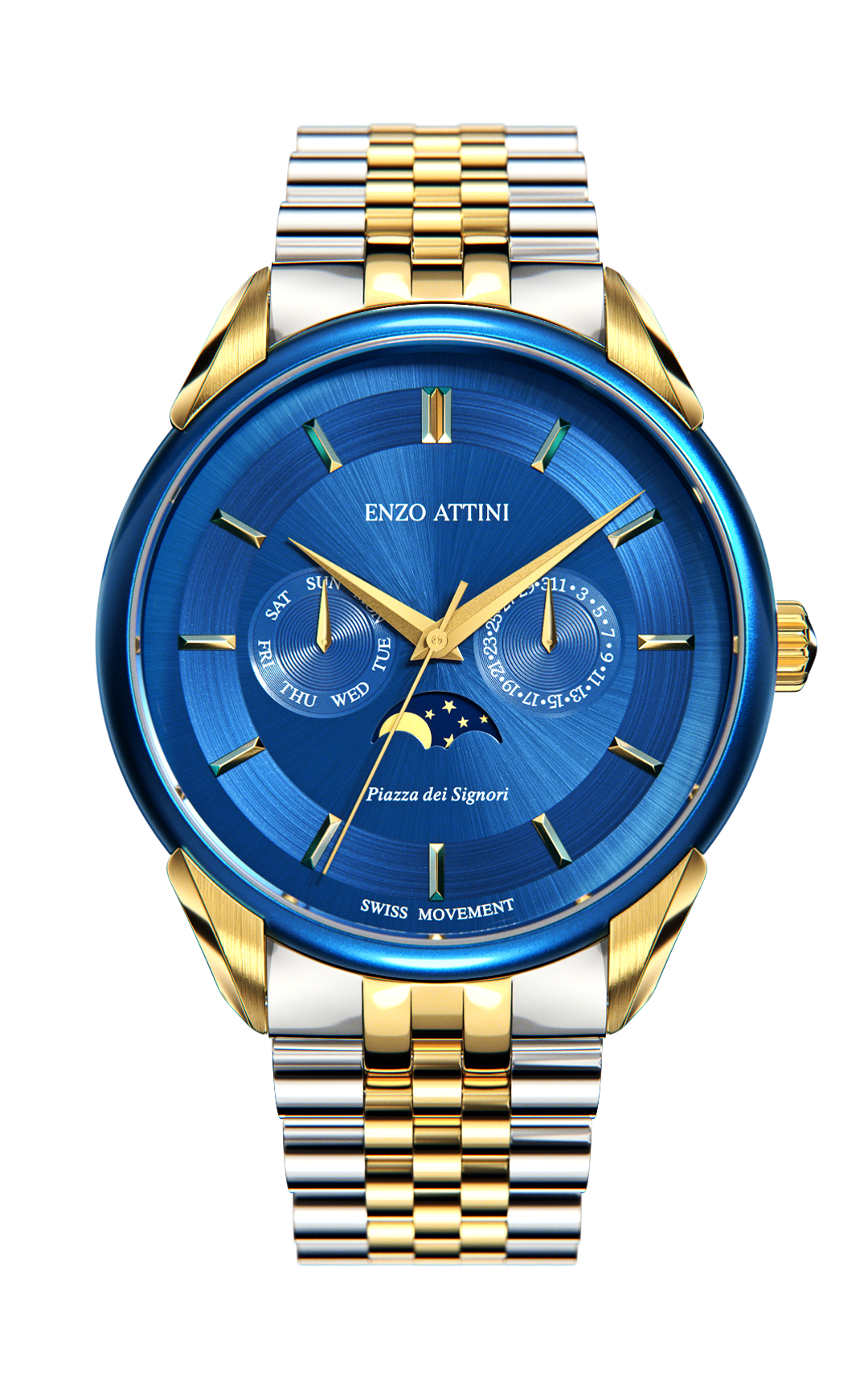 Piazza dei Signori / President Bracelet, Silver & Gold Color, Swiss Movement