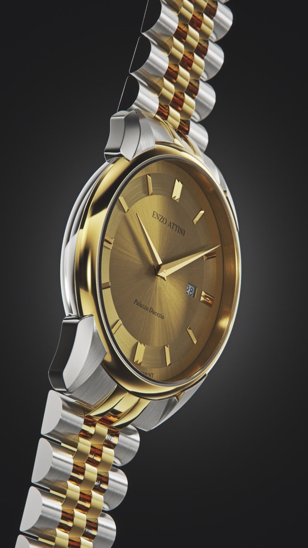 Palazzo Ducezio / President Bracelet, Silver & Gold Color, Swiss Movement