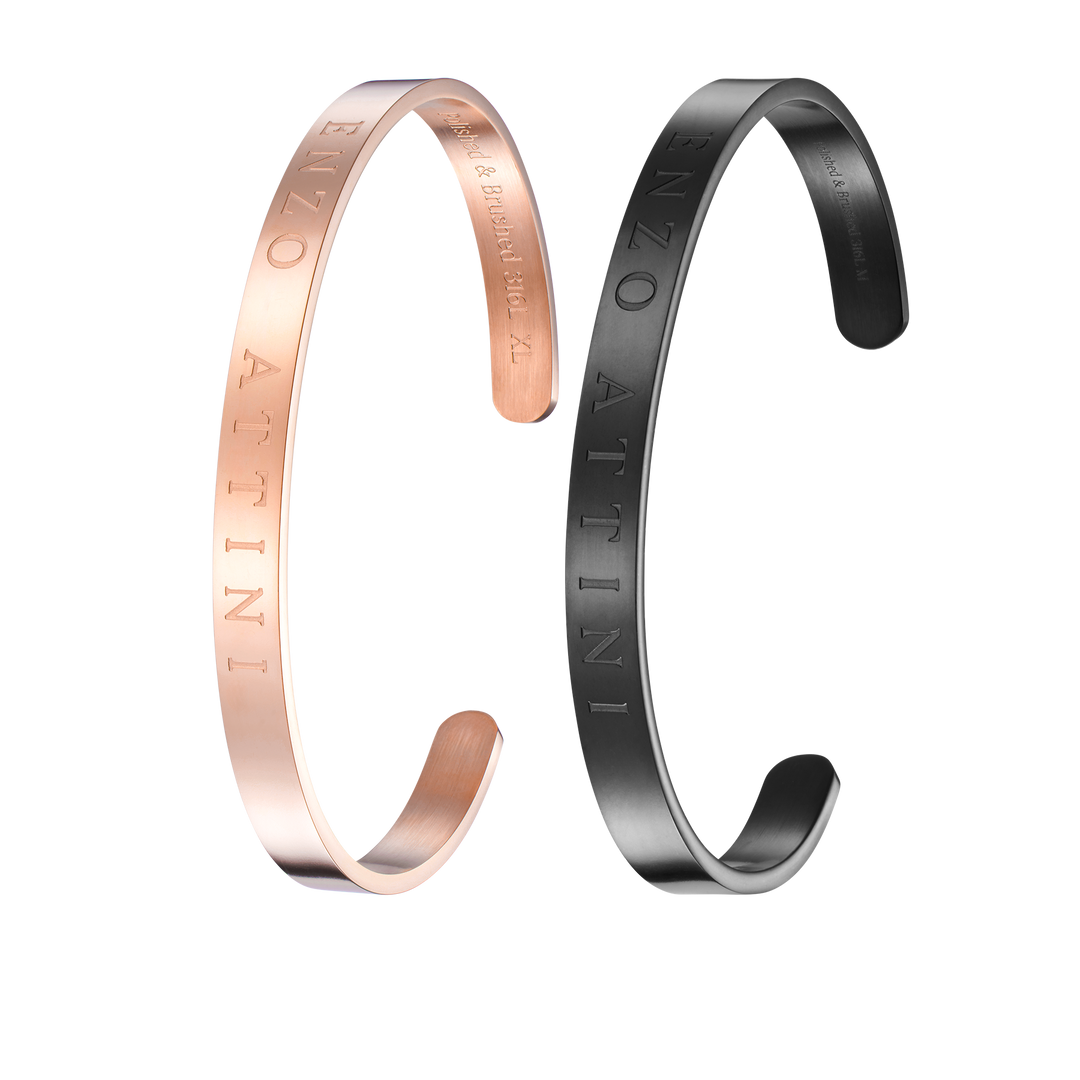 "Byzylykë Çifti – 2 Byzylyk minimalist / Rose Gold + Black"