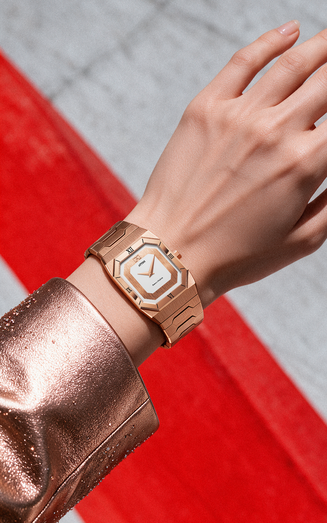 ATTINI - Romeo e Giulietta, Verona / Oyster Bracelet, Rose Gold Color, Swiss Parts, 27.