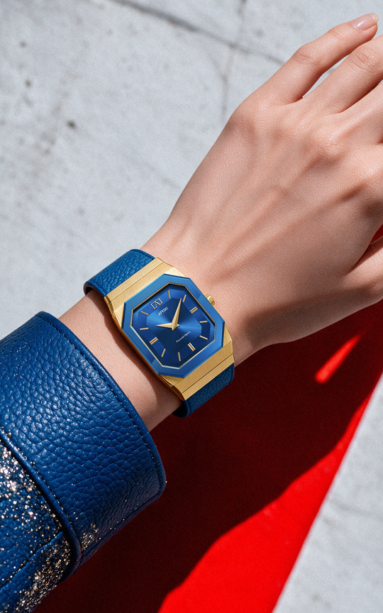 ATTINI - Piazza dei Signori / Leather Strap, Blue Color, Swiss Parts, 27.