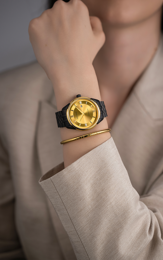 NEW Piazza del Duomo, Milano / President Bracelet, Black Color, Swiss Movement.