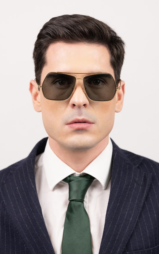 Syze Enzo Attini - Lake Geneva / Tortoise & Gold Color + Green Lens - Për meshkuj
