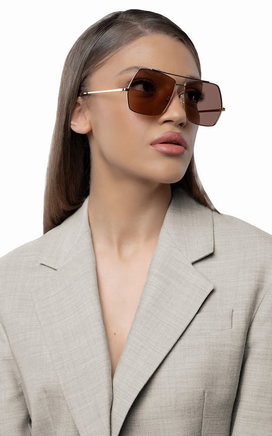 Lake Geneva / Tortoise & Gold Color + Brown Lens.