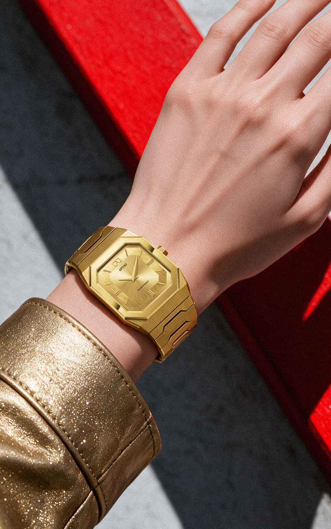 ATTINI - Piazza di Spagna, Roma / Oyster Bracelet, Gold Color, Swiss Parts, 27.