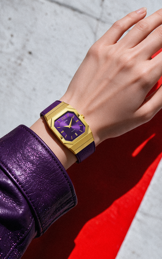 ATTINI - Cinque Terre / Leather Strap, Purple Color, Swiss Parts, 27.