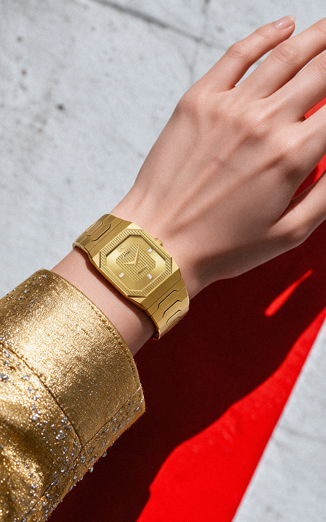 ATTINI - Piazza di Spagna, Roma / Zirkon, Oyster Bracelet, Gold Color, Swiss Parts, 27.