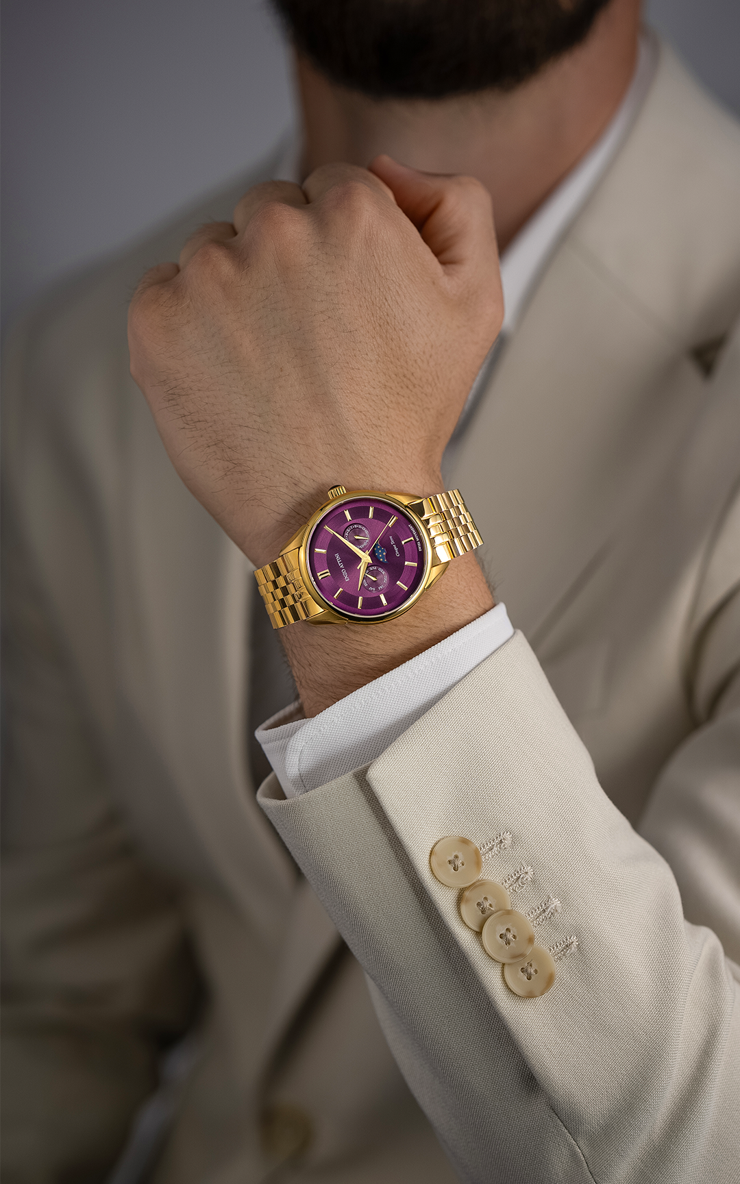 Cinque Terre / President Bracelet, Gold Color, Swiss Movement