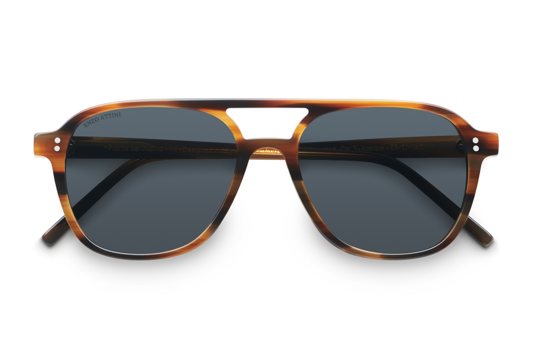 Syze Enzo Attini - Piazza del Duomo / Light Brown + Dark Black Lens. Për femra