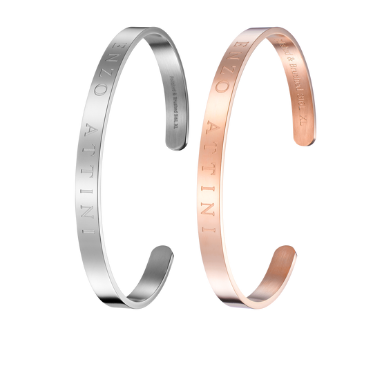 "Byzylykë Çifti – 2 Byzylyk minimalist / Silver + Rose Gold"