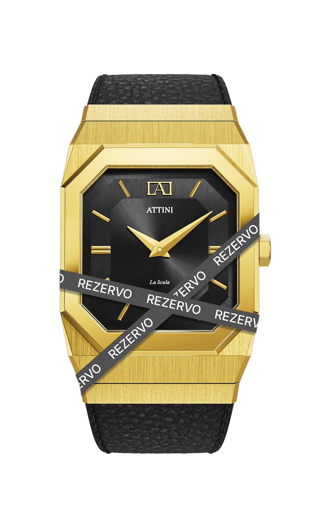 ATTINI - La Scala / Leather Strap, Black Color, Swiss Movement.