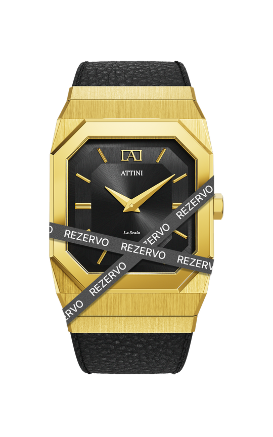 ATTINI - La Scala / Leather Strap, Black Color, Swiss Movement.