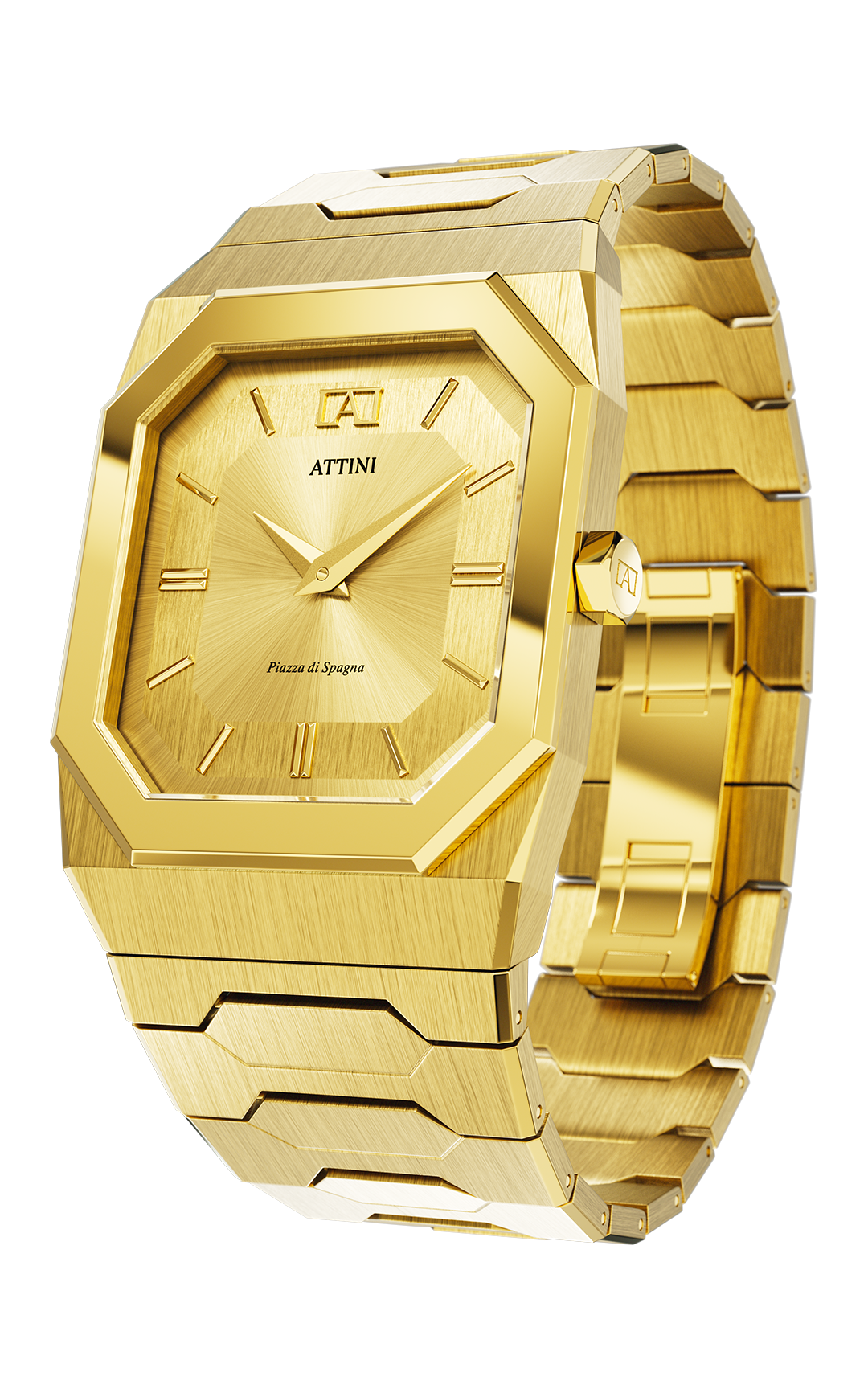 ATTINI - Piazza di Spagna, Roma / Oyster Bracelet, Gold Color, Swiss Movement