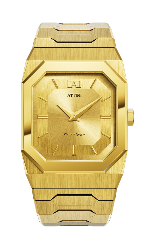 ATTINI - Piazza di Spagna, Roma / Oyster Bracelet, Gold Color, Swiss Movement