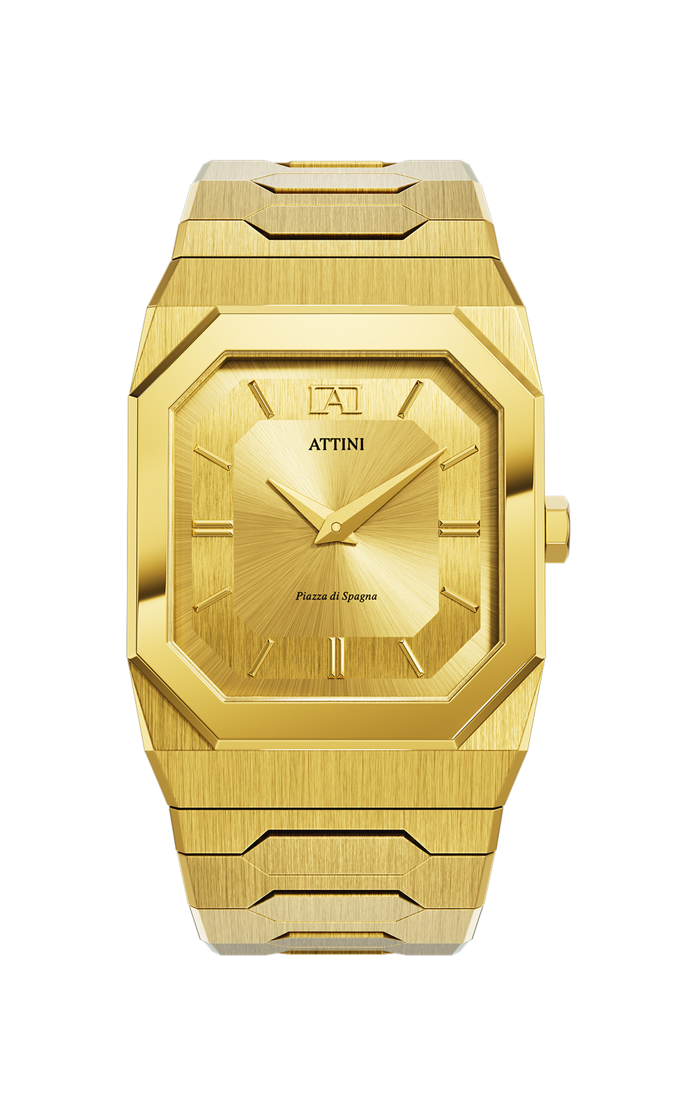 ATTINI - Piazza di Spagna, Roma / Oyster Bracelet, Gold Color, Swiss Movement. - Enzo Attini