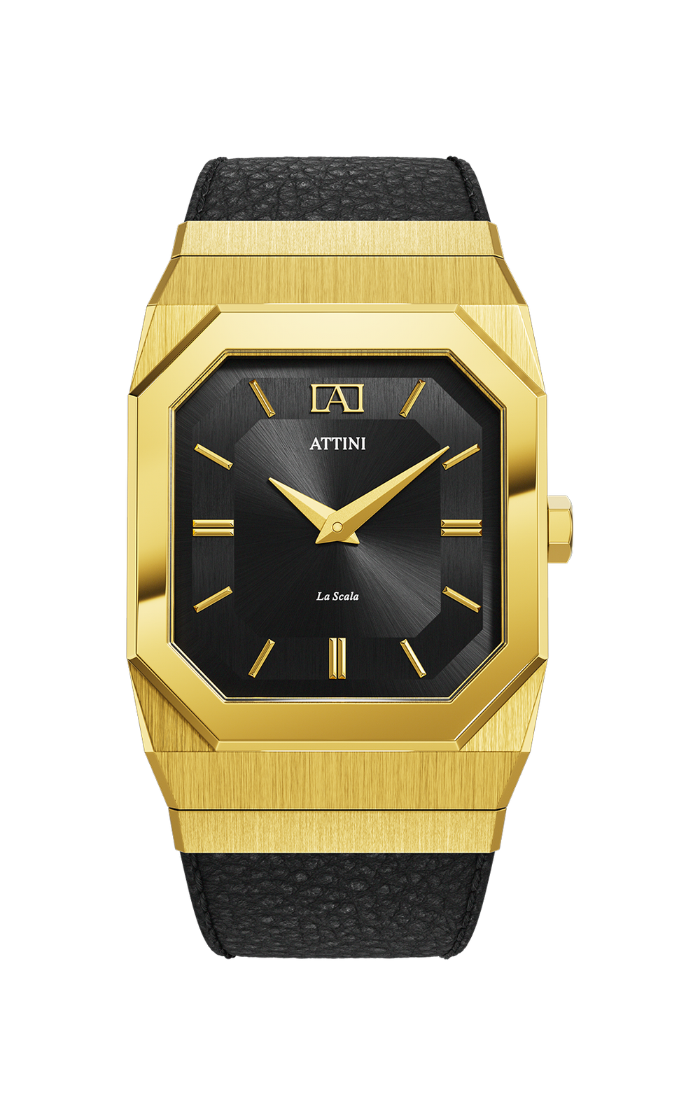 ATTINI - La Scala / Leather Strap, Black Color, Swiss Movement.