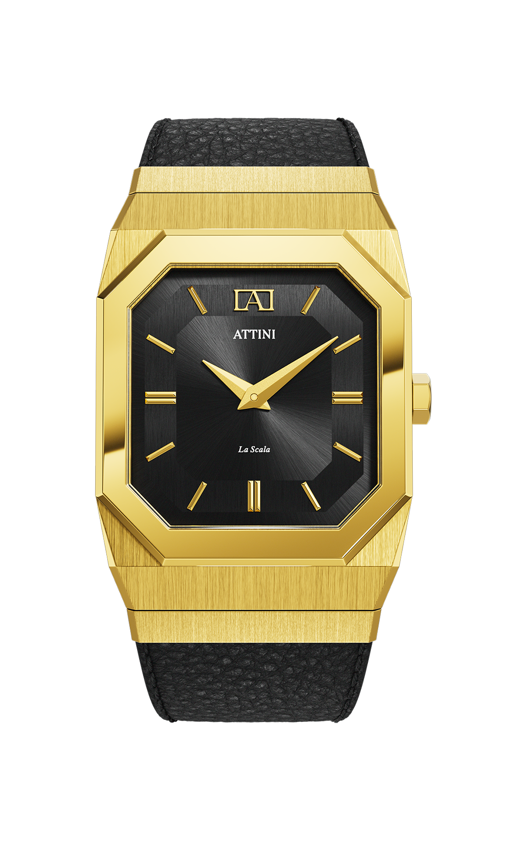 ATTINI - La Scala / Leather Strap, Black Color, Swiss Movement.