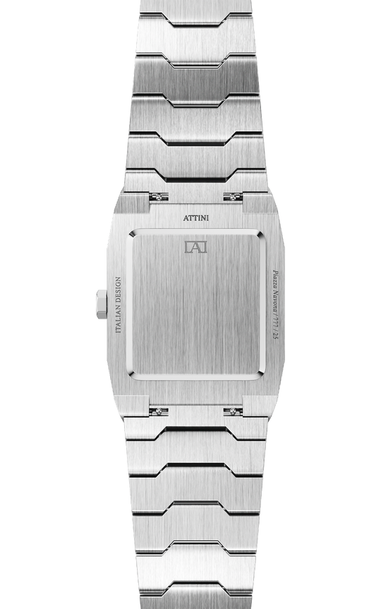 ATTINI - Piazza Navona, Roma / Oyster Bracelet, Silver Color, Swiss Movement