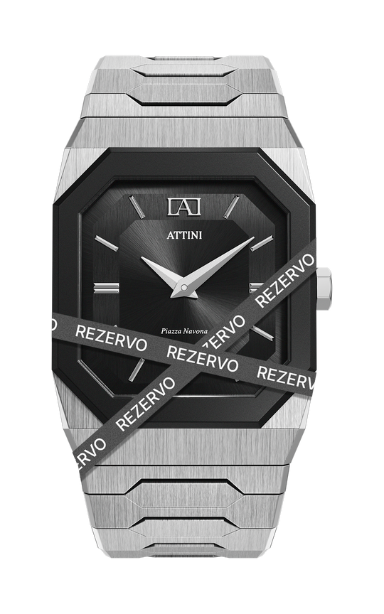 ATTINI - Piazza Navona, Roma / Oyster Bracelet, Silver Color, Swiss Movement