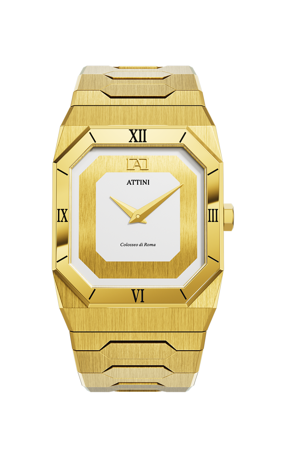 ATTINI - Colosseo di Roma / Oyster Bracelet, Gold Color, Swiss Movement. - Enzo Attini