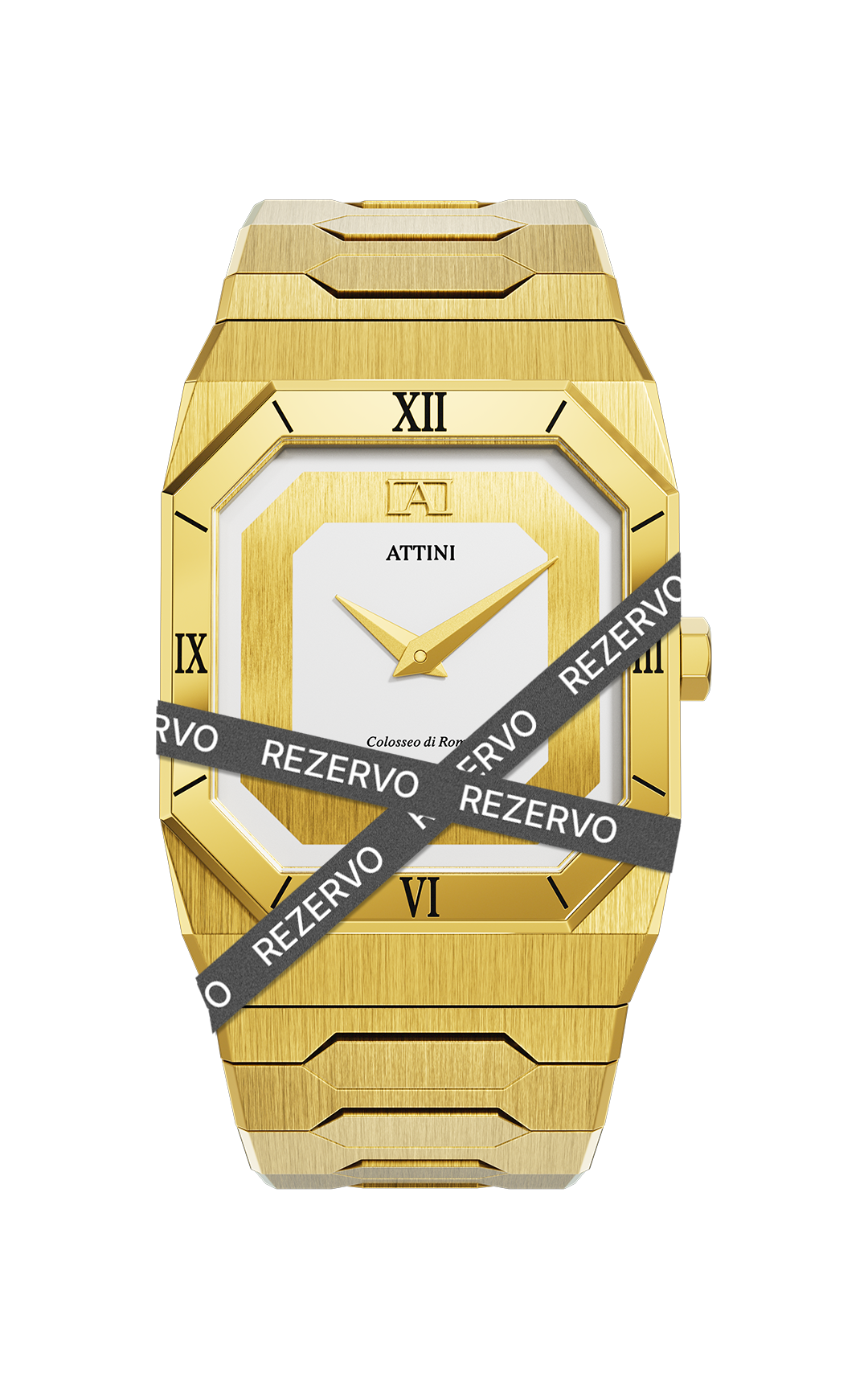 ATTINI - Colosseo di Roma / Oyster Bracelet, Gold Color, Swiss Movement. - Enzo Attini