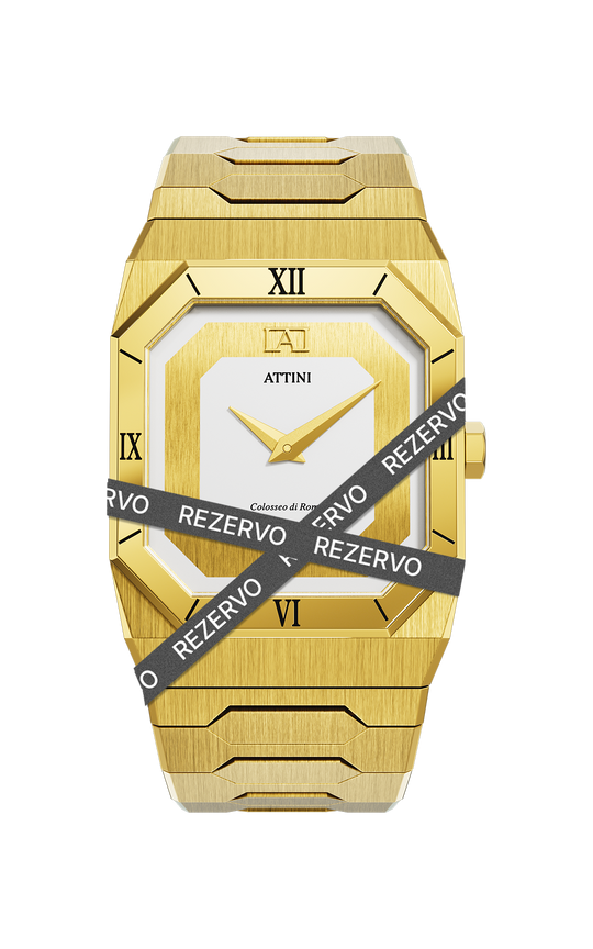 ATTINI - Colosseo di Roma / Oyster Bracelet, Gold Color, Swiss Movement. - Enzo Attini