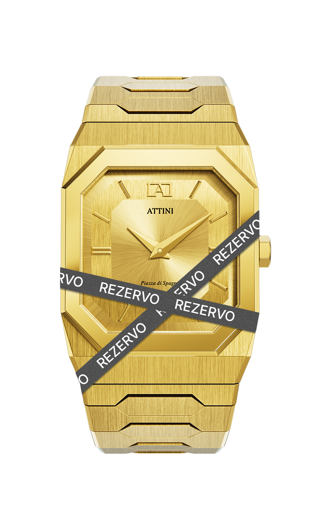 ATTINI - Piazza di Spagna, Roma / Oyster Bracelet, Gold Color, Swiss Movement. - Enzo Attini