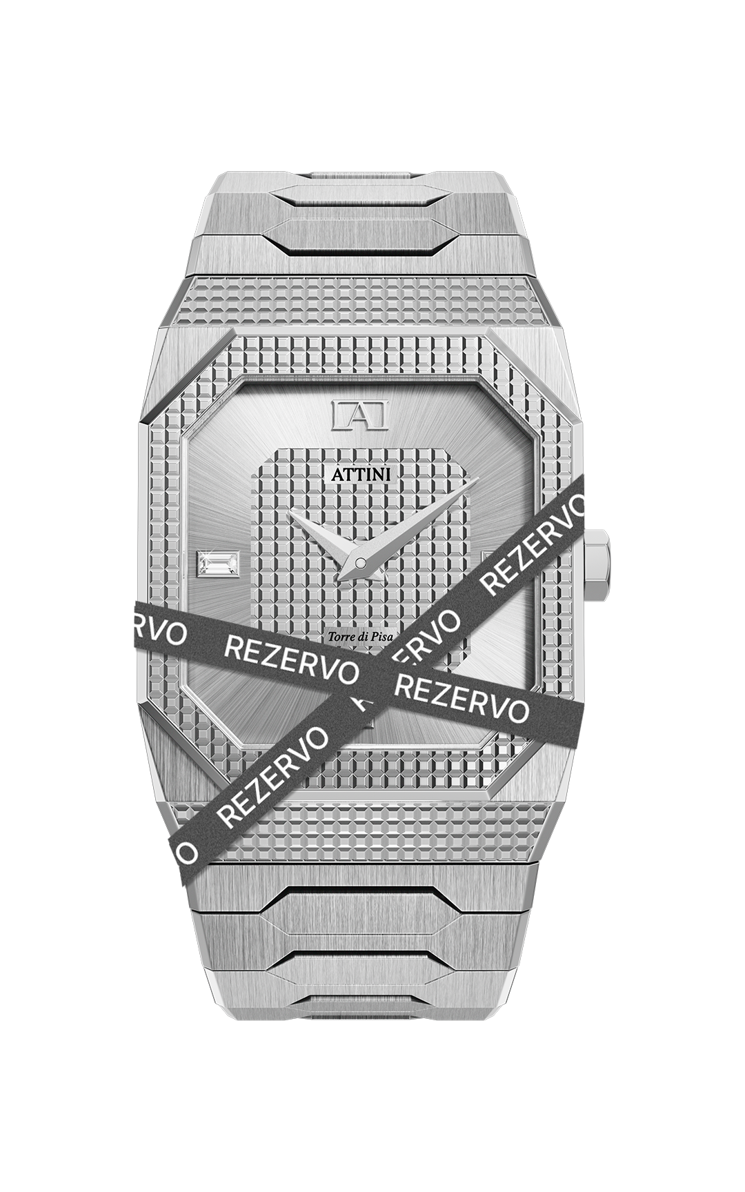 ATTINI - Torre di Pisa / Oyster Bracelet, Silver Color, Swiss Movement. - Enzo Attini