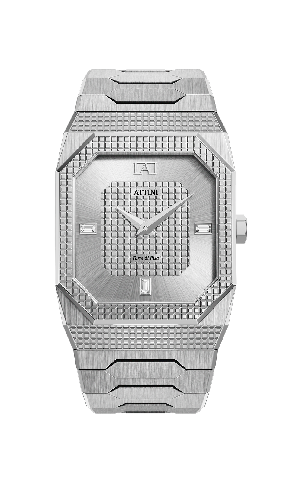 ATTINI - Torre di Pisa / Oyster Bracelet, Silver Color, Swiss Movement. - Enzo Attini