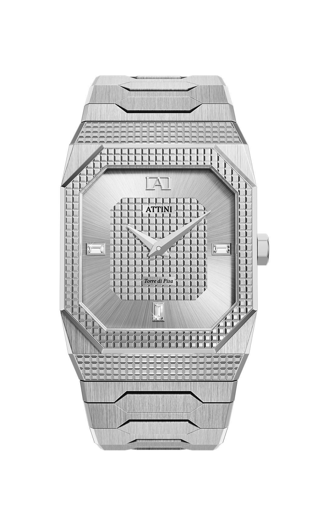 ATTINI - Torre di Pisa / Oyster Bracelet, Silver Color, Swiss Movement. - Enzo Attini