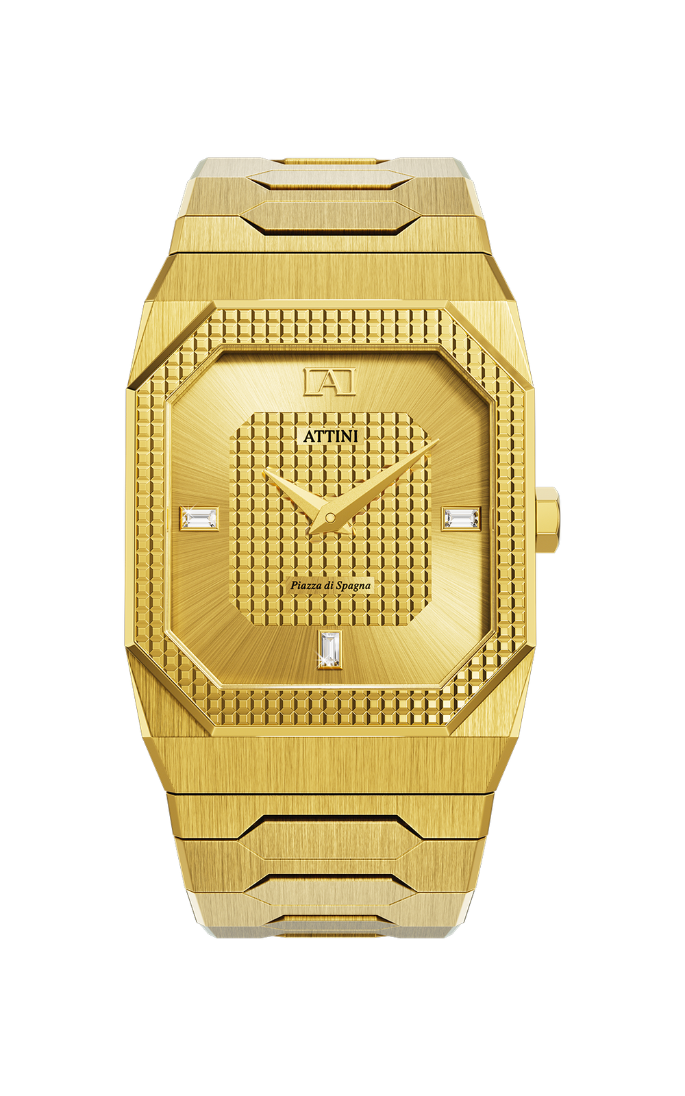 ATTINI - Piazza di Spagna, Roma / Oyster Bracelet, Gold Color, Swiss Movement. - Enzo Attini