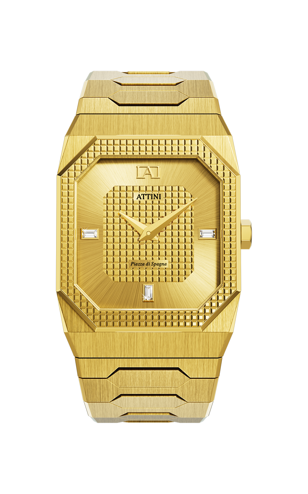 ATTINI - Piazza di Spagna, Roma / Oyster Bracelet, Gold Color, Swiss Movement. - Enzo Attini