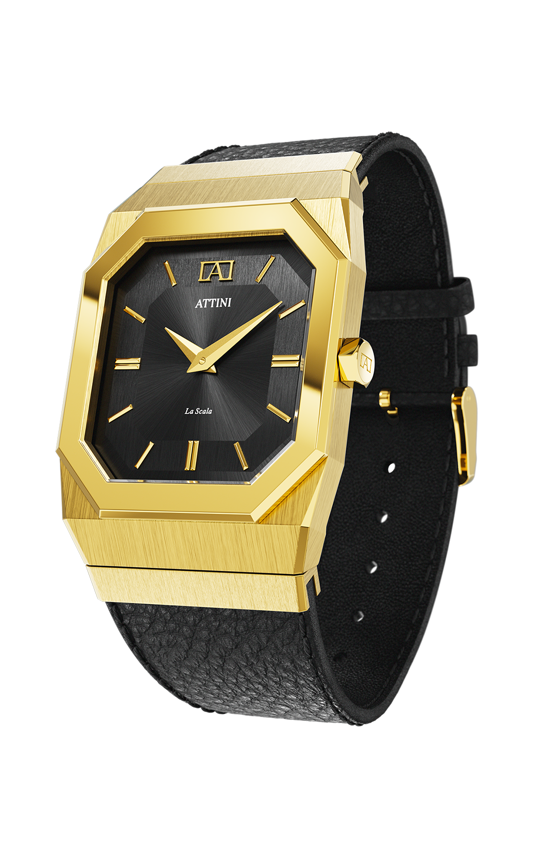 ATTINI - La Scala / Leather Strap, Black Color, Swiss Movement.