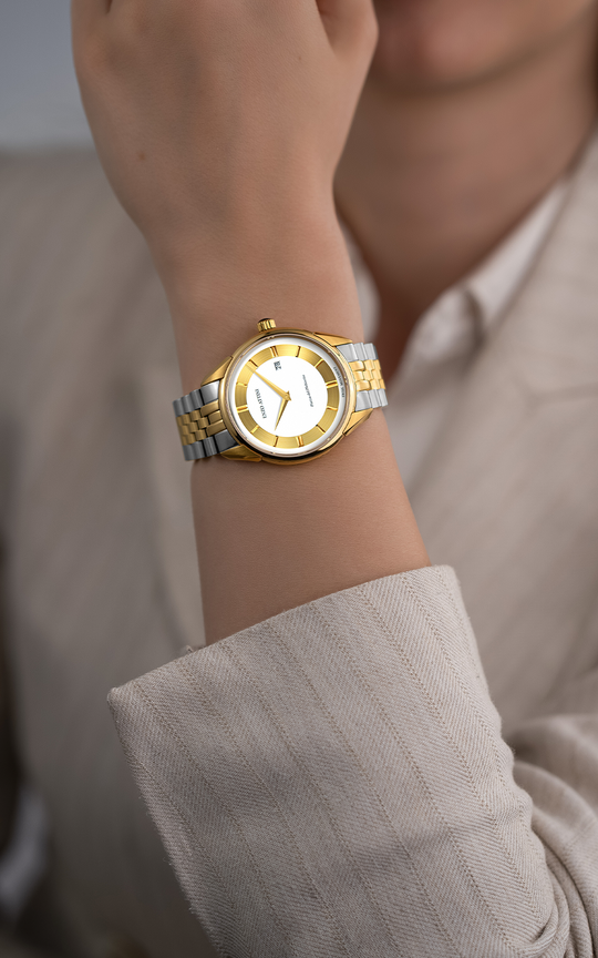 NEW Piazza del Plebiscito / President Bracelet, Silver & Gold Color, Swiss Movement.
