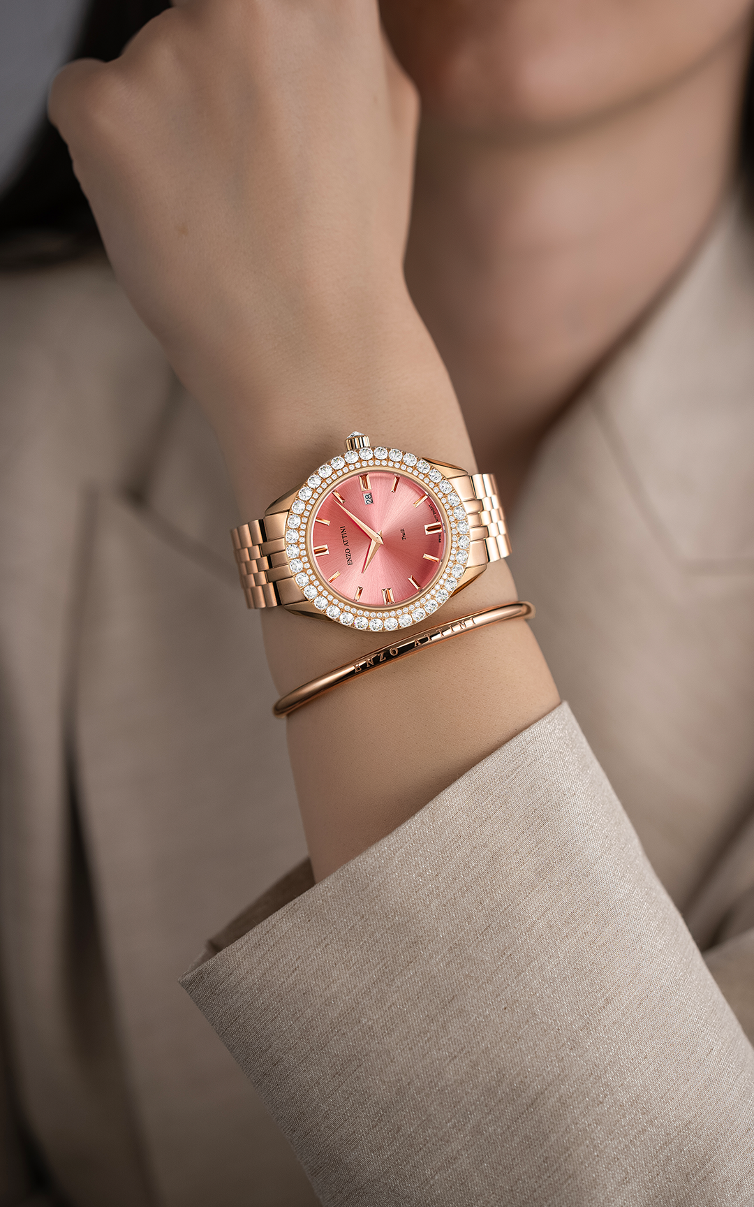 NEW Trulli / President Bracelet, Rose Gold Color, Swiss Movement.